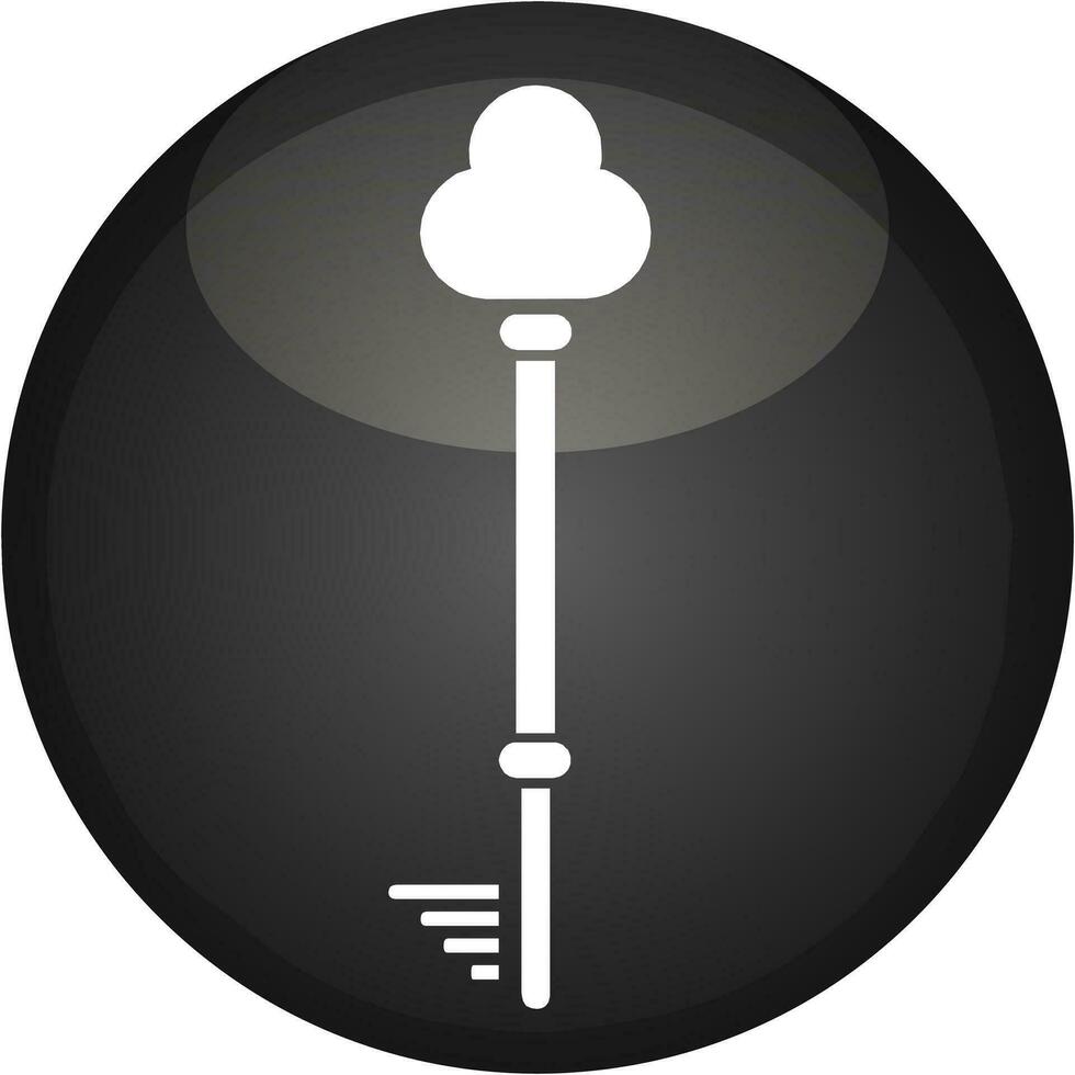 Key icon isolated over black background, access button, key clipart vector illustration