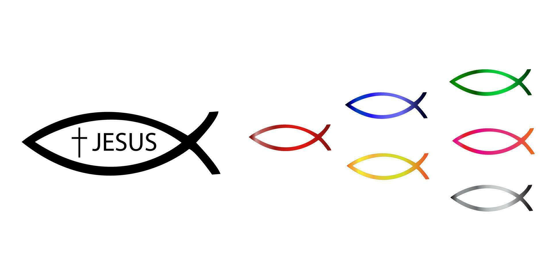 Ichthys Christian sign collection, Jesus Christ symbol as a fish shape vector