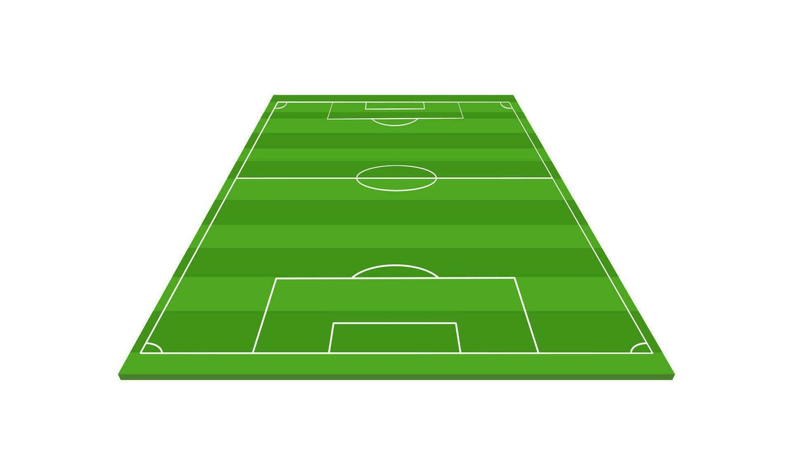 Soccer field or football field. Striped football field. Perspective elements. Vector illustration.