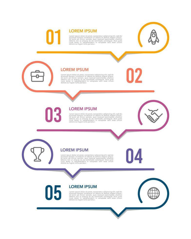 Infographic thin line list diagram with 5 options or steps. Vector illustration.