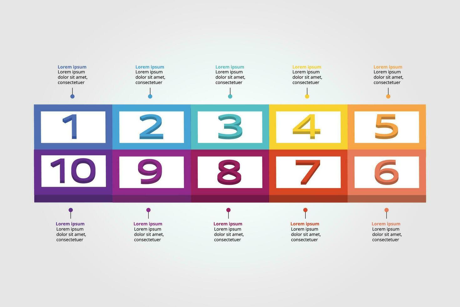 timeline step square chart template for infographic for presentation for 10 element vector