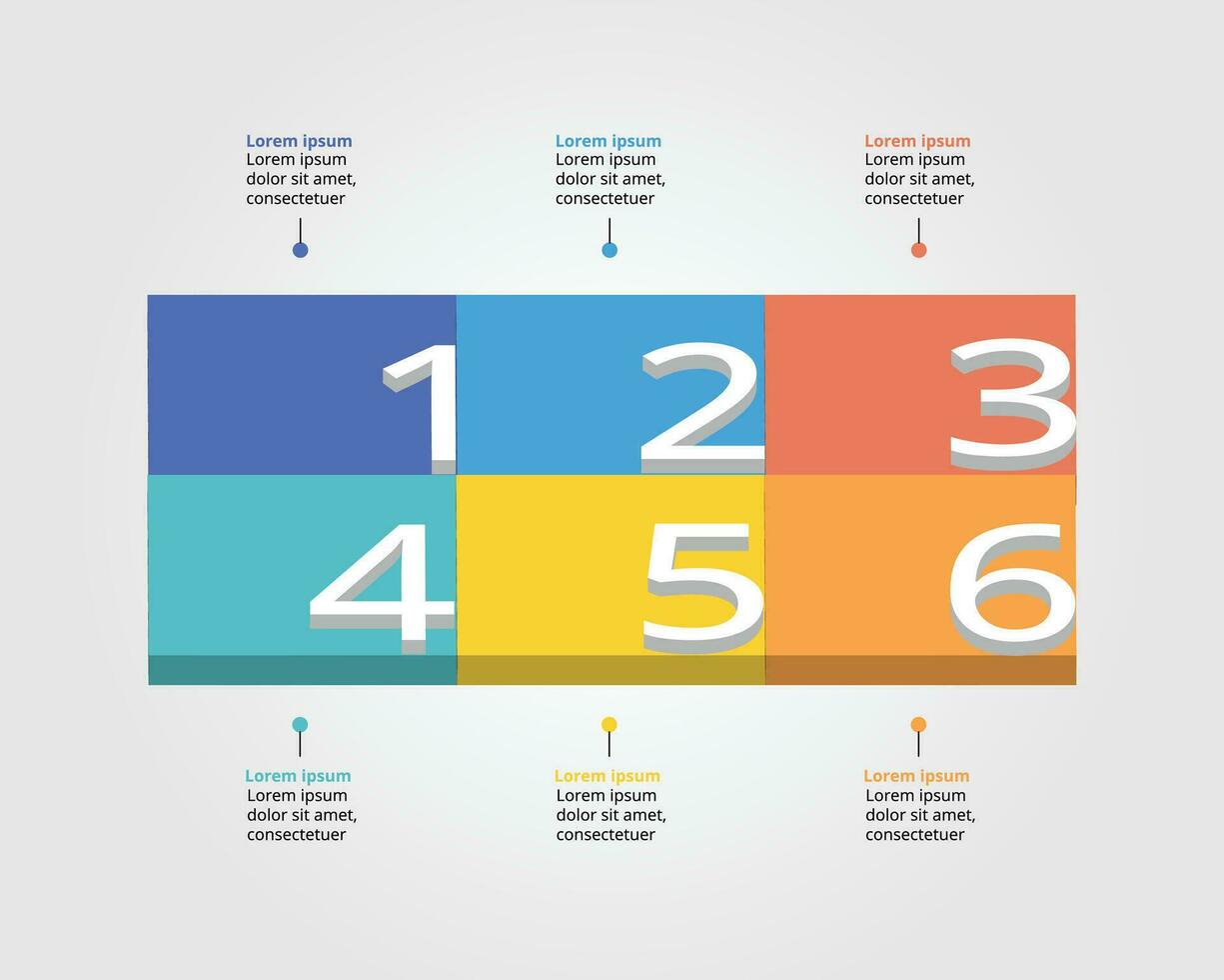 timeline step square chart template for infographic for presentation for 6 element vector