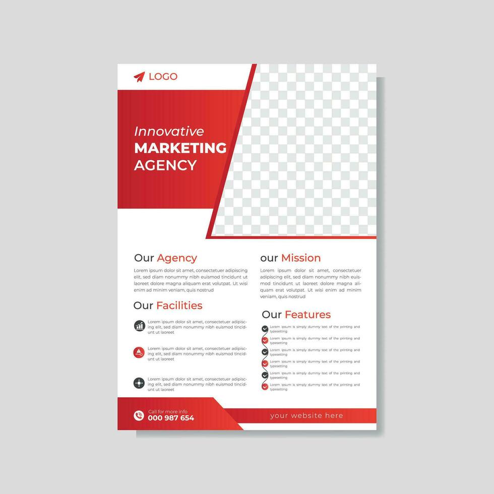 Modern geometric A4 flyer design vector template for digital marketing agency, suitable for business poster layout, corporate banners, and leaflets, cover page.