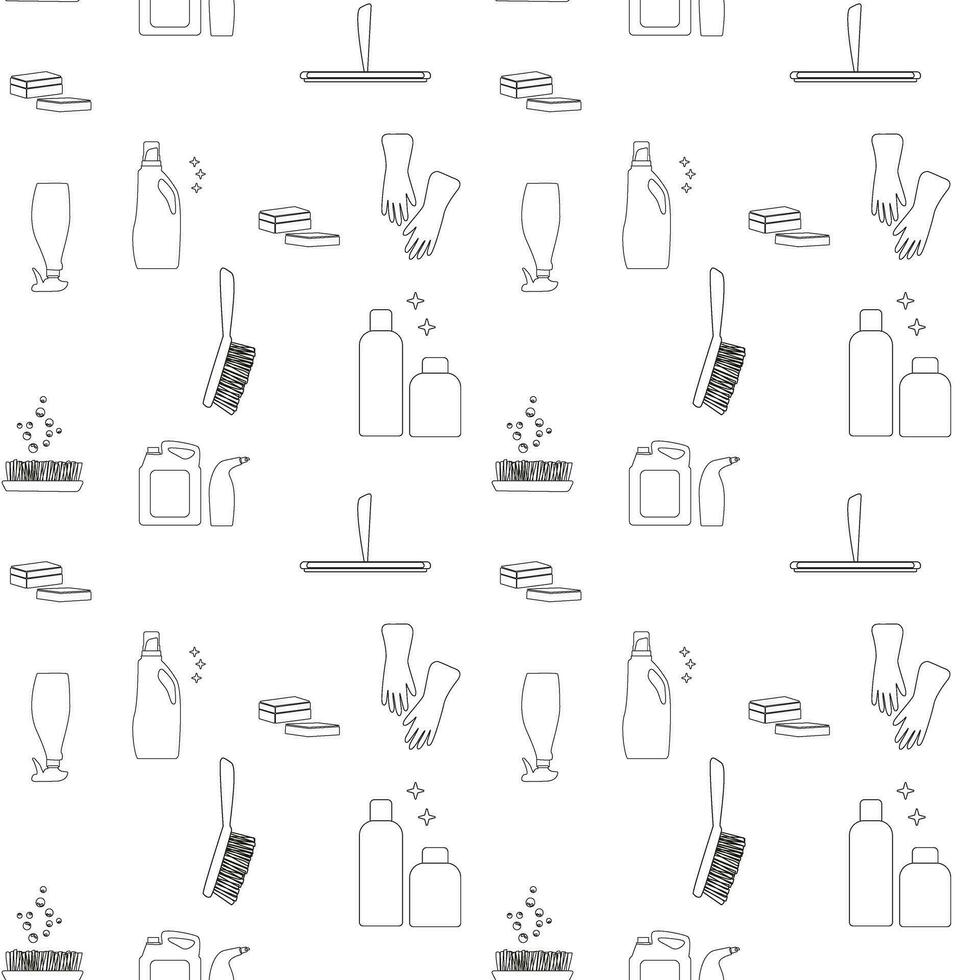 Maid service icons pattern. Housework, cleaning seamless background. Seamless pattern vector illustration