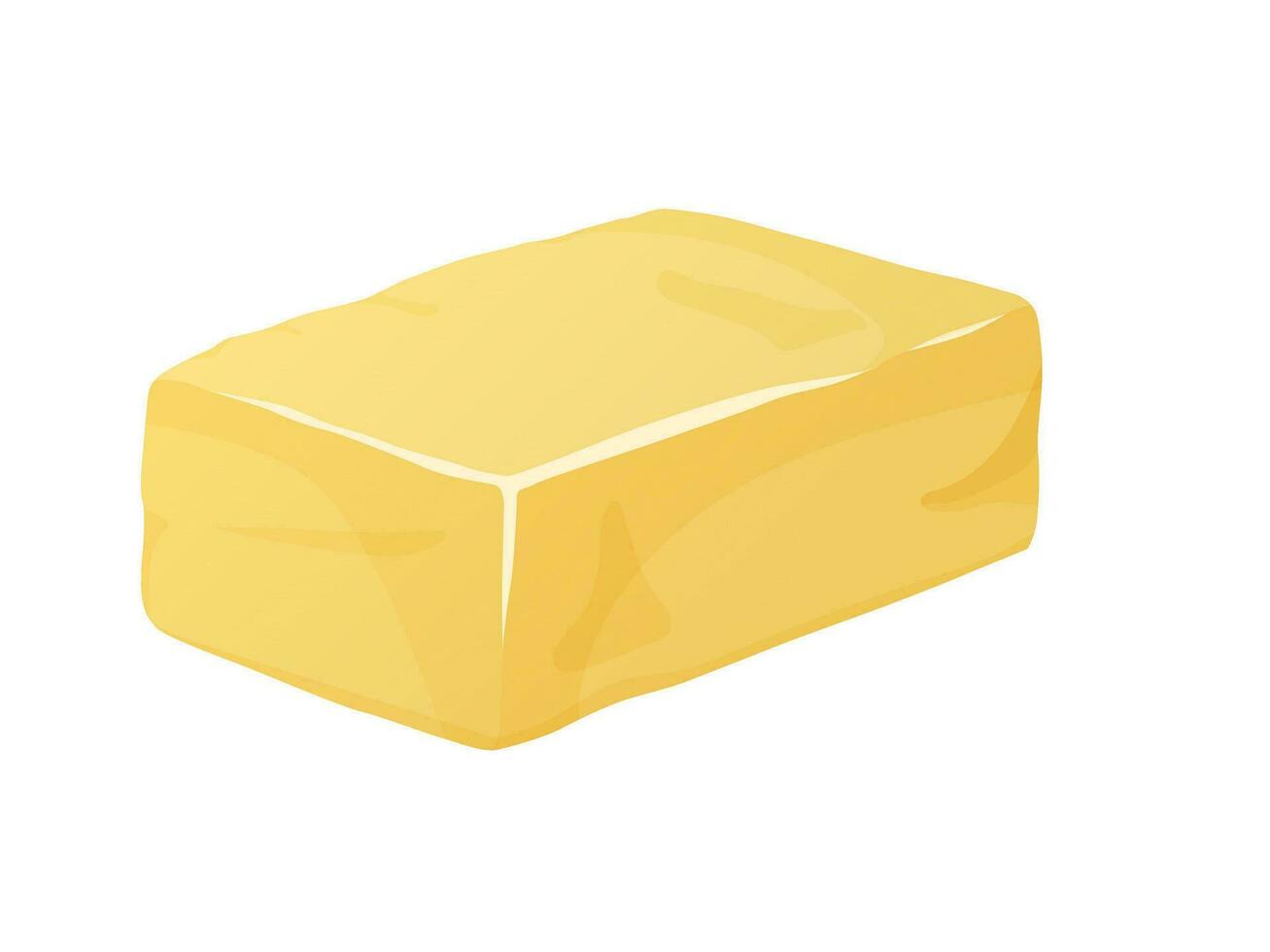 Brick of butter. Margarine or milk butter blocks. Dairy breakfast food. vector