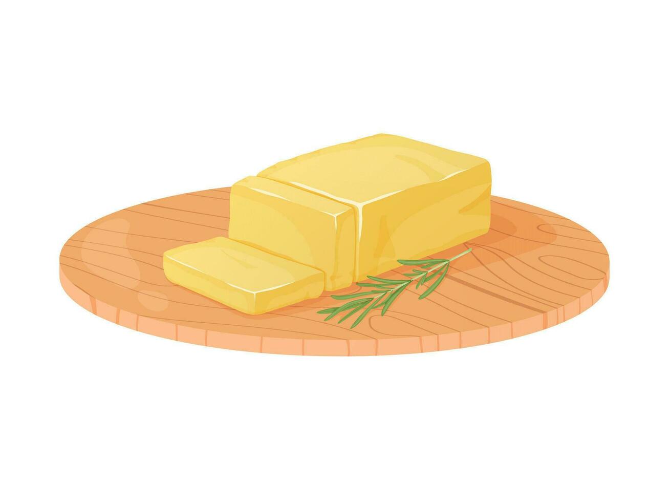 Brick of butter. Margarine or milk butter blocks. Dairy breakfast food. vector