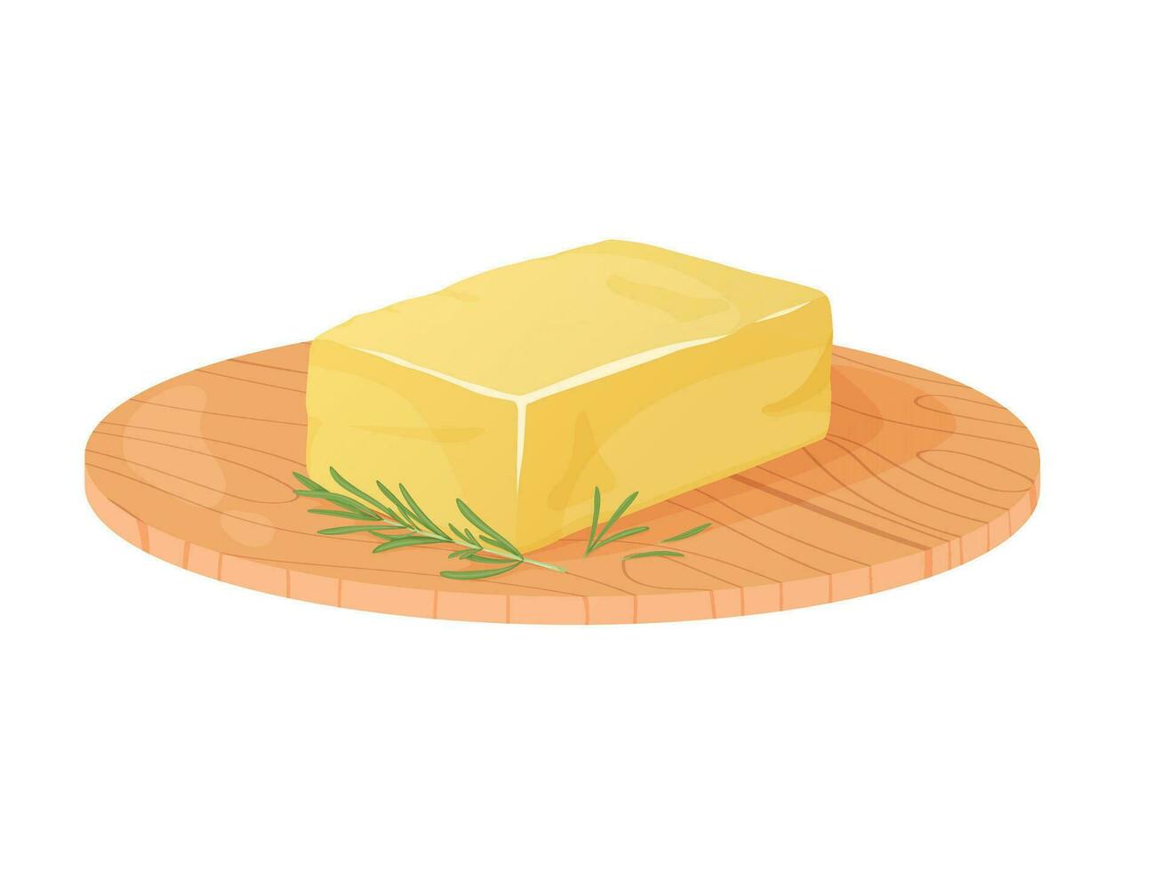 Brick of butter. Margarine or milk butter blocks. Dairy breakfast food. vector