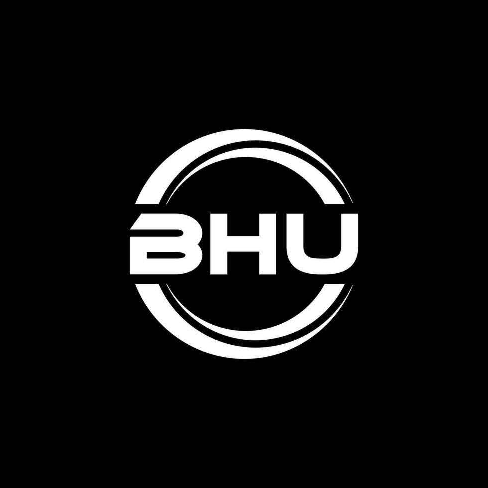 BHU letter logo design in illustration. Vector logo, calligraphy designs for logo, Poster, Invitation, etc.