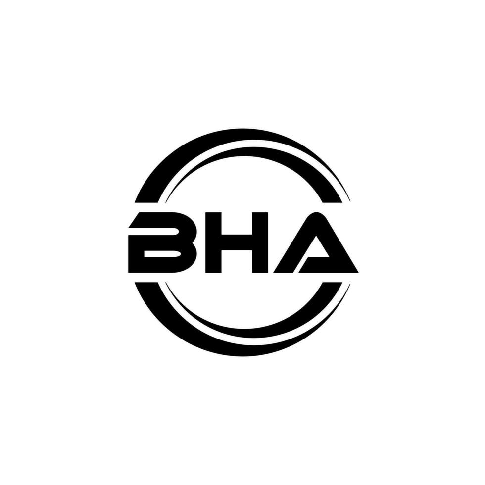 BHA letter logo design in illustration. Vector logo, calligraphy designs for logo, Poster, Invitation, etc.