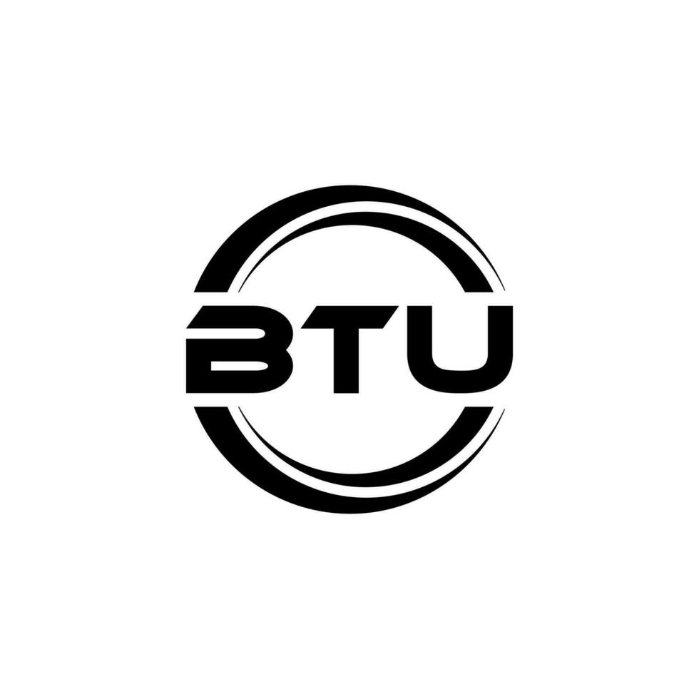 BTU letter logo design in illustration. Vector logo, calligraphy designs for logo, Poster, Invitation, etc.