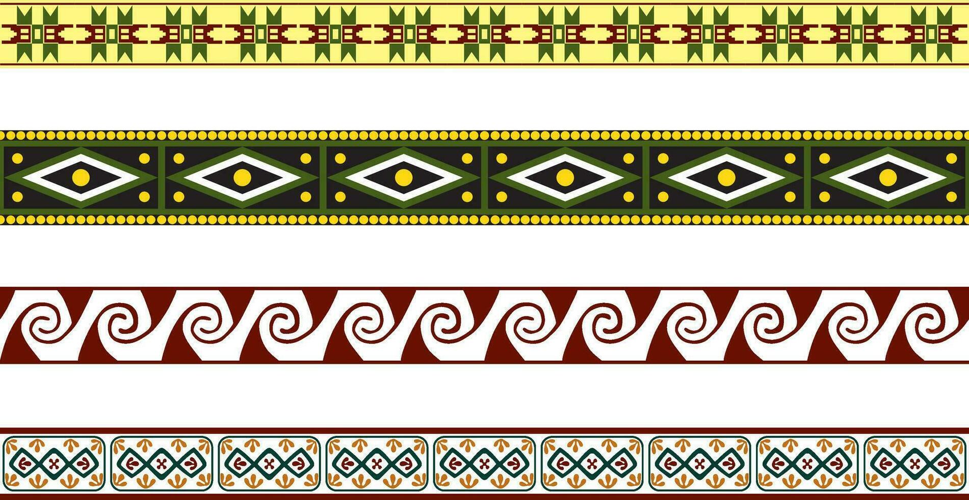 vector conjunto de de colores nativo americano nacional fronteras marcos en el estilo de el aztecas, mayas, incas