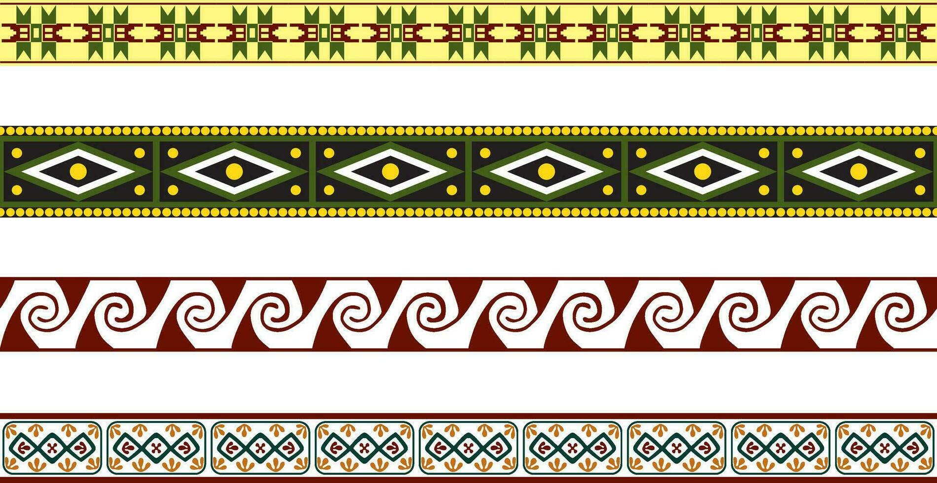 Vector set of colored Native American national borders. frames in the style of the Aztecs, Mayans, Incas.