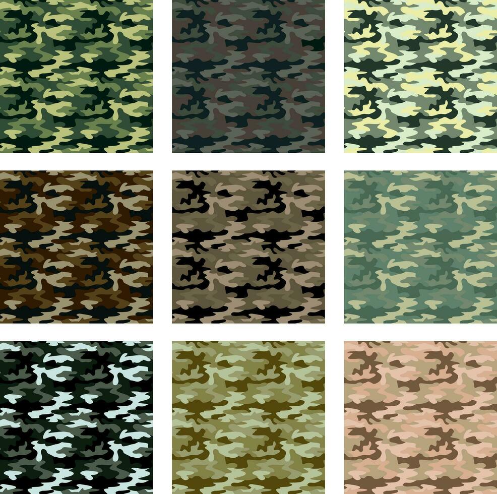 Set of seamless vector military patterns. Pattern for uniforms of soldiers,  paintball, hunters and fishermen 26397742 Vector Art at Vecteezy