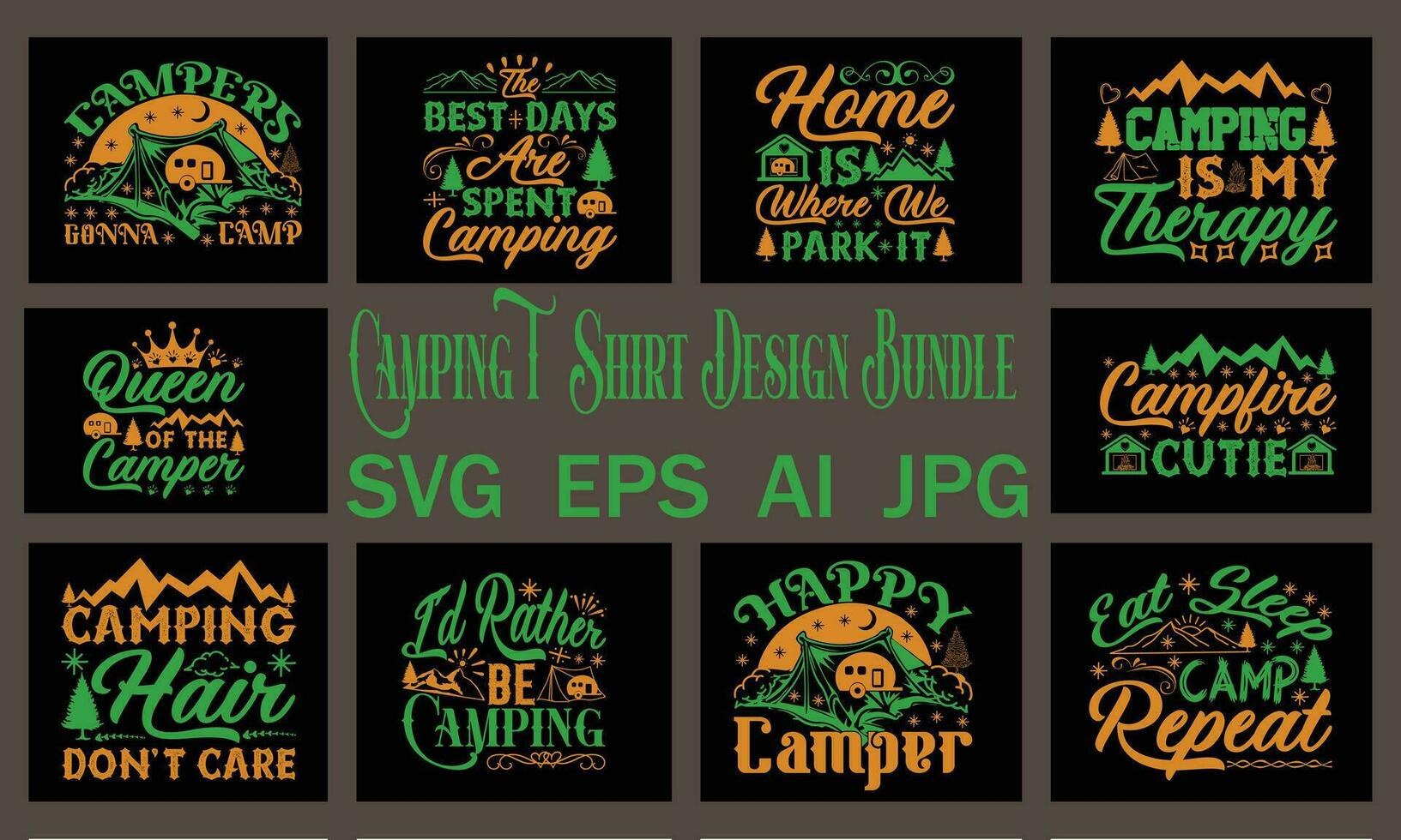 Camping T Shirt Design Bundle vector