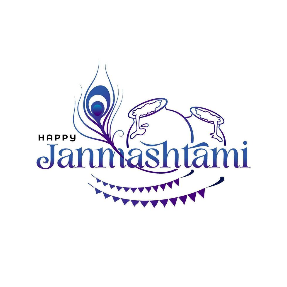 contento janmashtami tipográfico diseño modelo vector ilustración