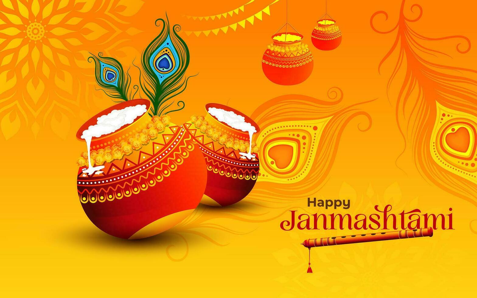 Happy Janmashtami Greeting Background Design Template Vector Illustration