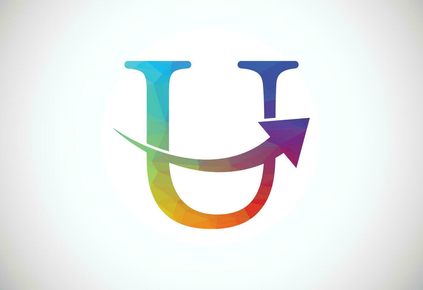 Low Poly and initial U letter logo design, Vector illustration