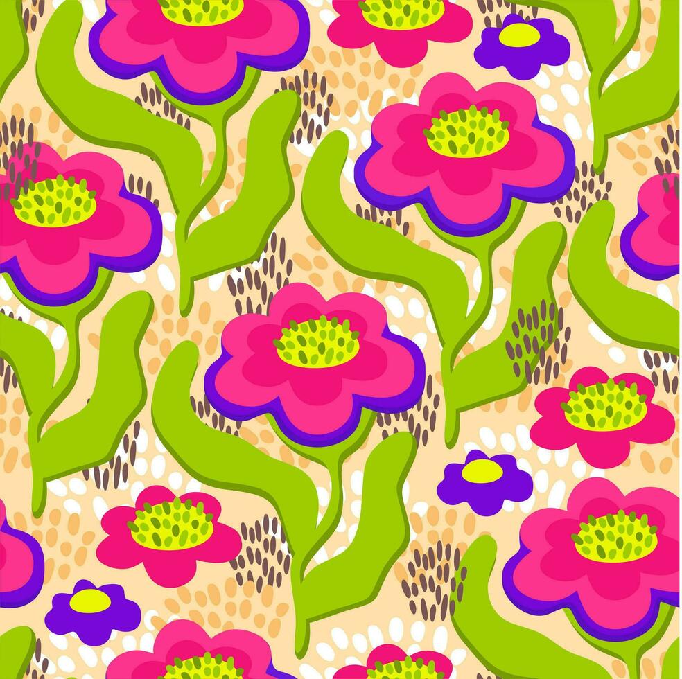 Vector seamless abstract floral decorative pattern.