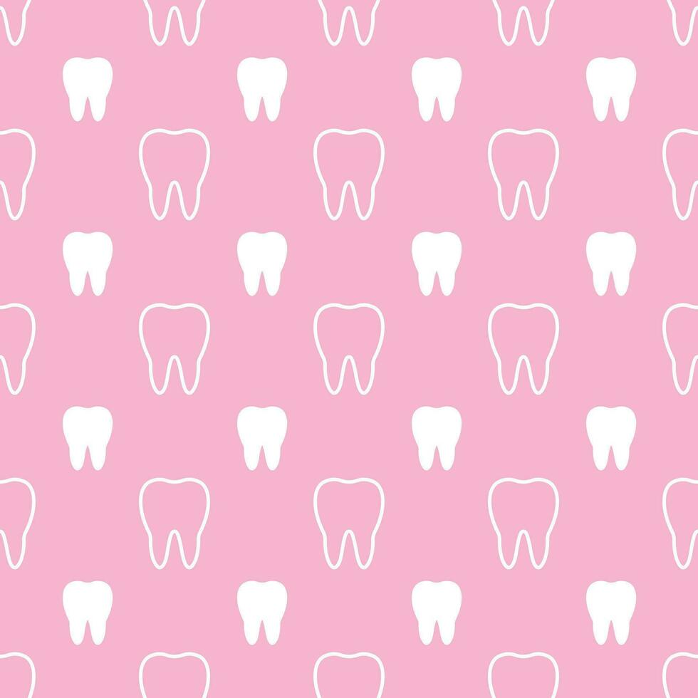 blanco dientes en rosado antecedentes. dientes sin costura modelo. usado para textil y pegatina. vector