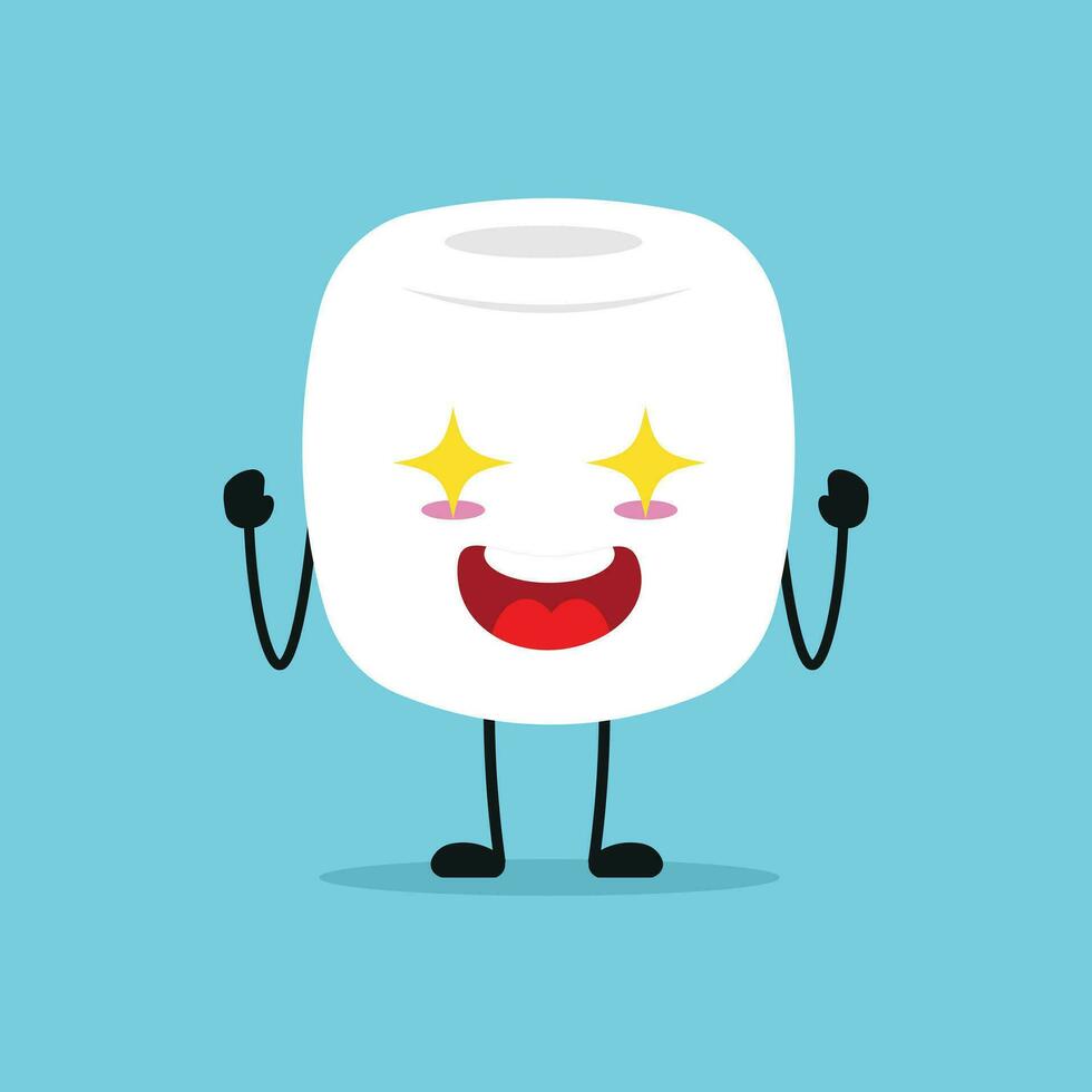 Cute excited marshmallow character. Funny electrifying marshmallow cartoon emoticon in flat style. sweet emoji vector illustration