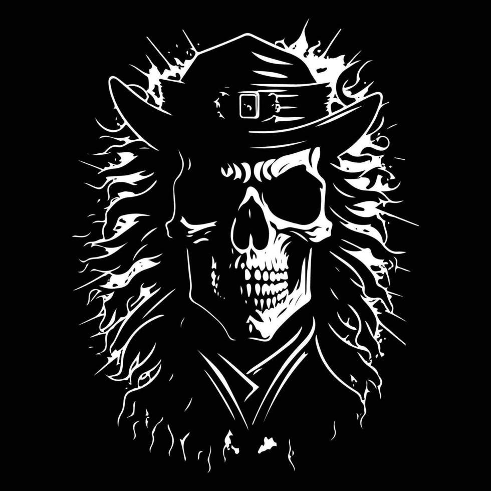 capitán cráneo vector, pirata cráneo vector negro contorno ilustración en negro antecedentes.