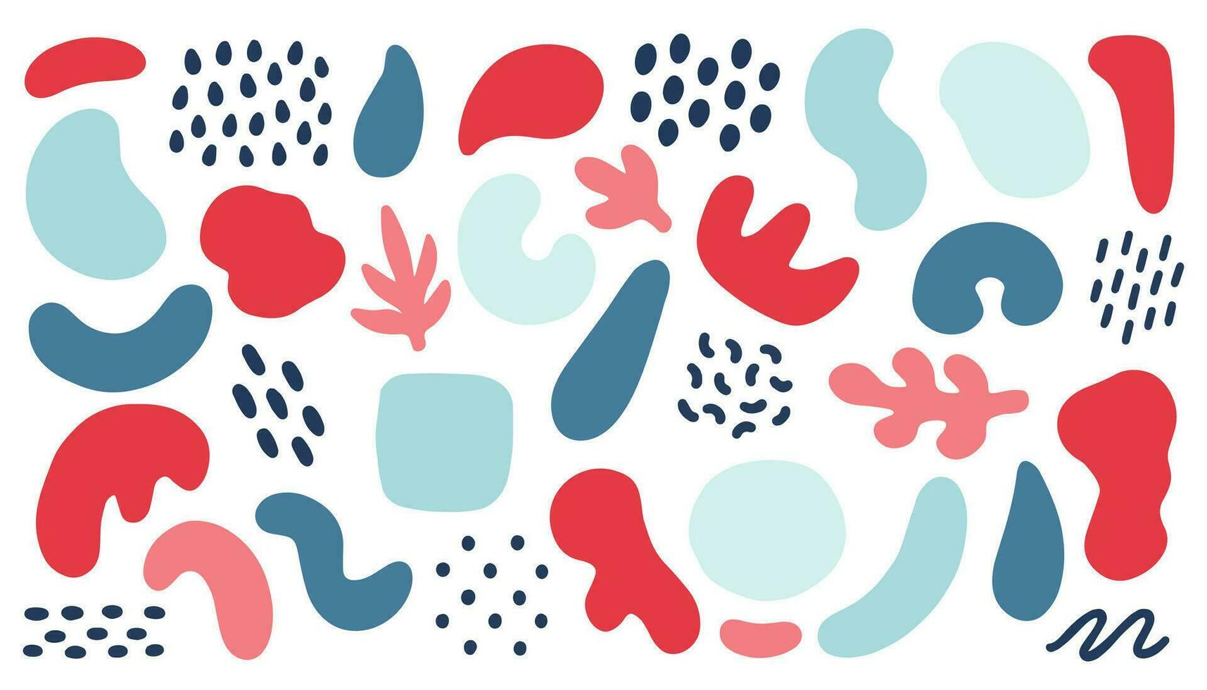 Big set of colorful hand painted various shapes, curls, forms, brush strokes and doodle objects. Abstract modern minimalist trendy vector illustration.