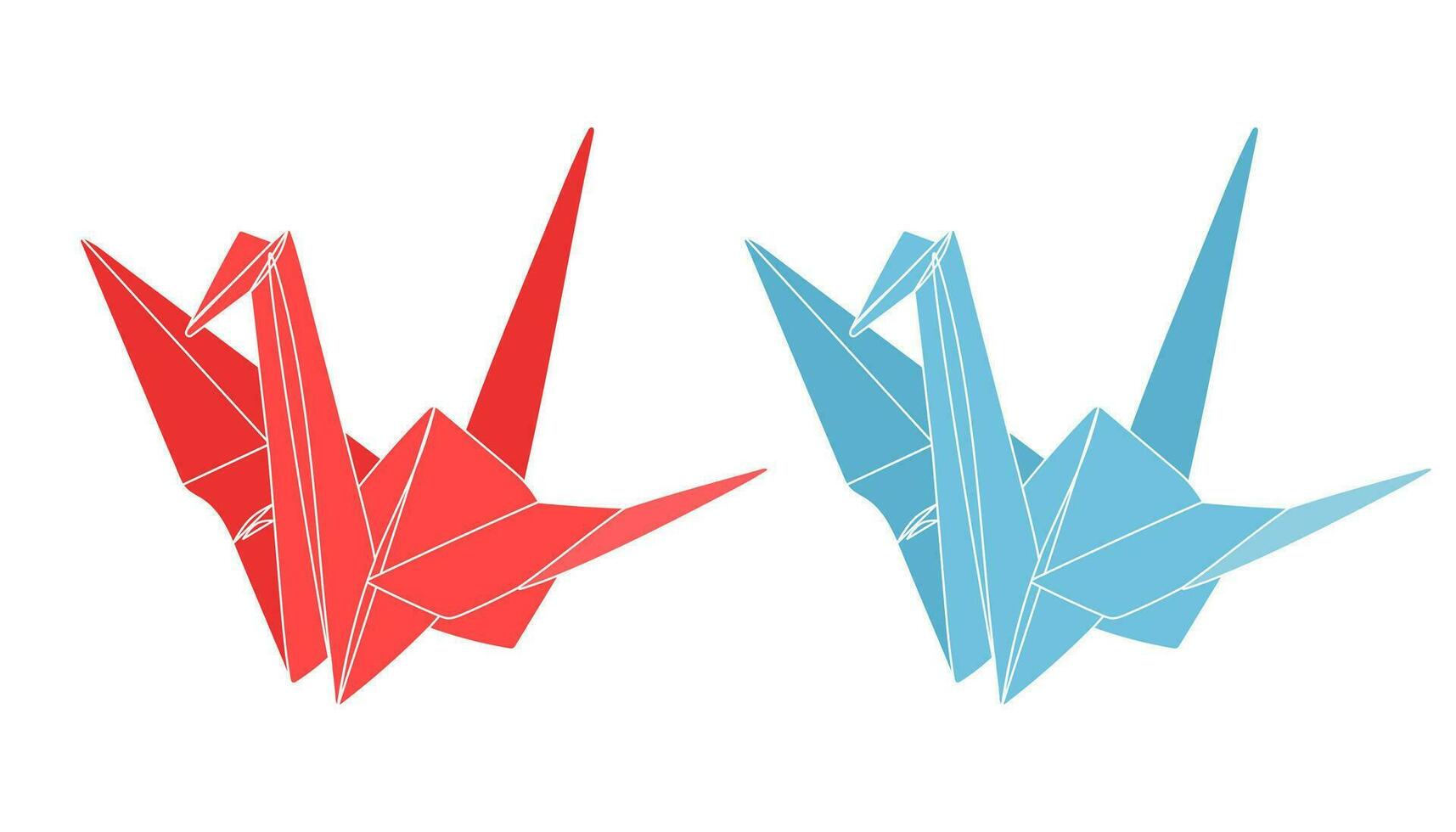 Origami paper crane bird. Geometric line shape for art of folded paper. Japanese origami. Vector illustration.