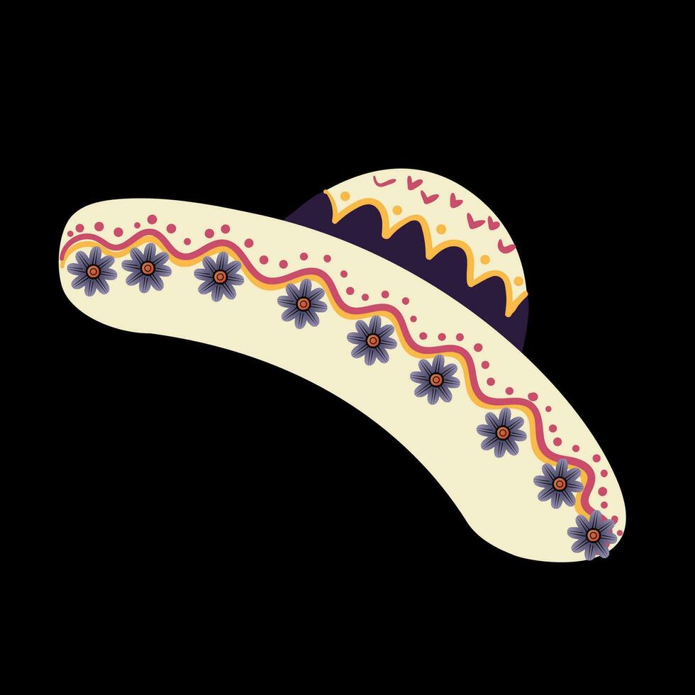 sambrero vector ilustración. el tradicional sombrero sombrero es hermosamente representado en un dibujado a mano estilo, capturar el esencia de celebraciones y fiestas