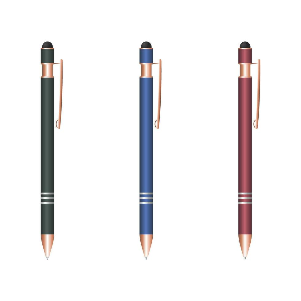 Set of realistic business pen vector illustrations