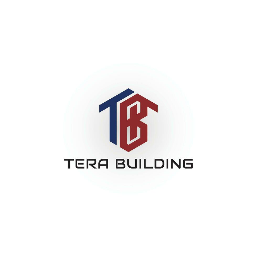 Abstract the initial letter TB or BT in red and blue color isolated on white background. Logo design of T, B, TB, BT in vector for construction, home, real estate, building, and property logo design