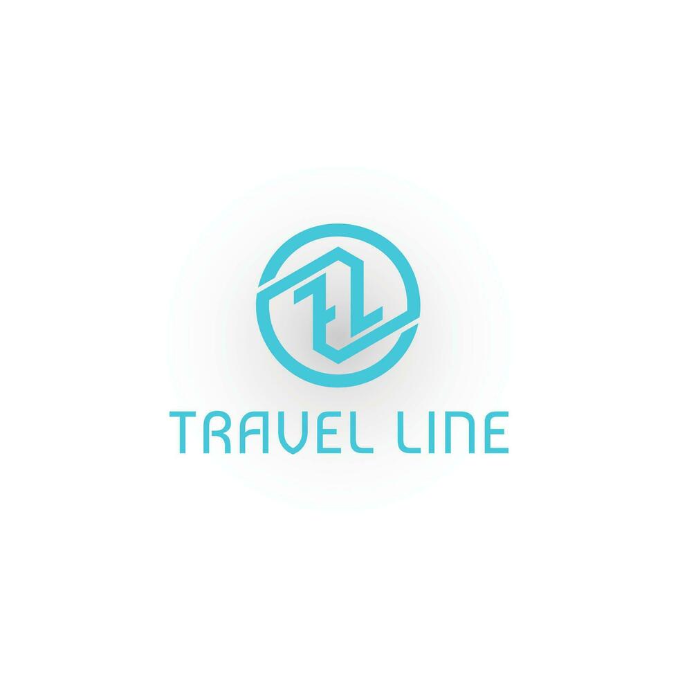 Abstract the initial letter TL or LT in blue color isolated on white background. Minimalist elegant line art letter TL logo for travel logo. This logo icon incorporates two letters T and L creatively. vector