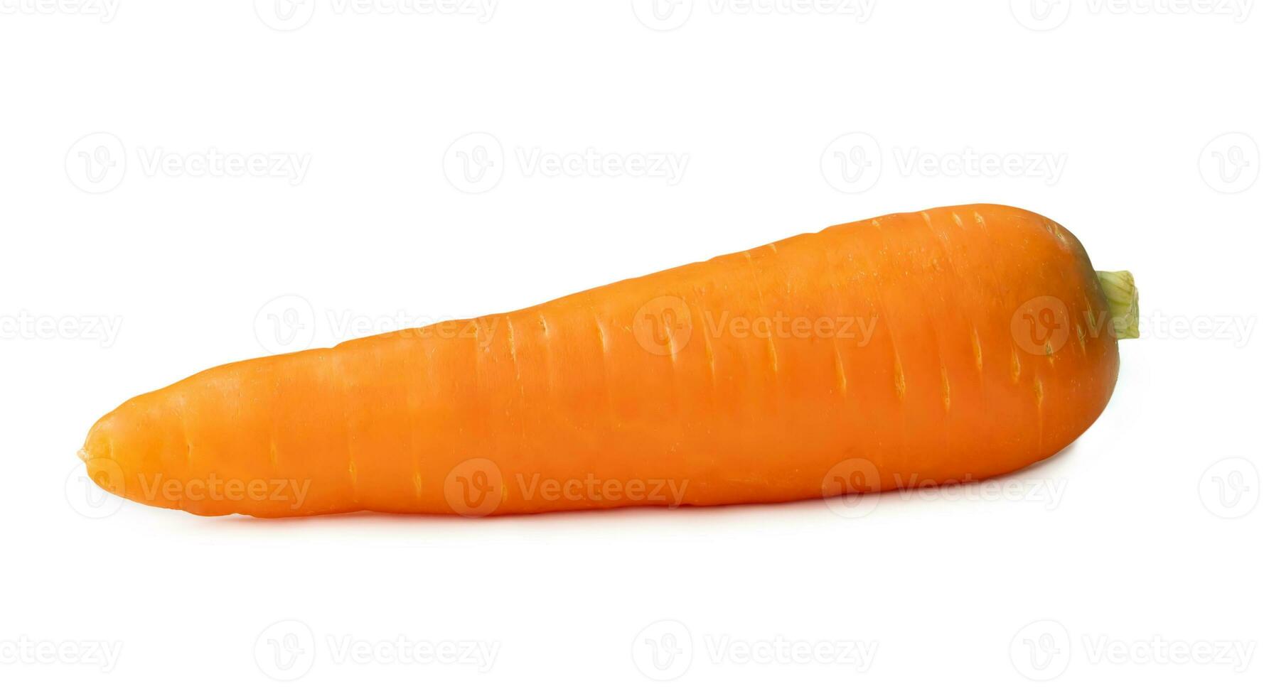 Single fresh orange carrot isolated on white background with clipping path. Close up of healthy vegetable root photo