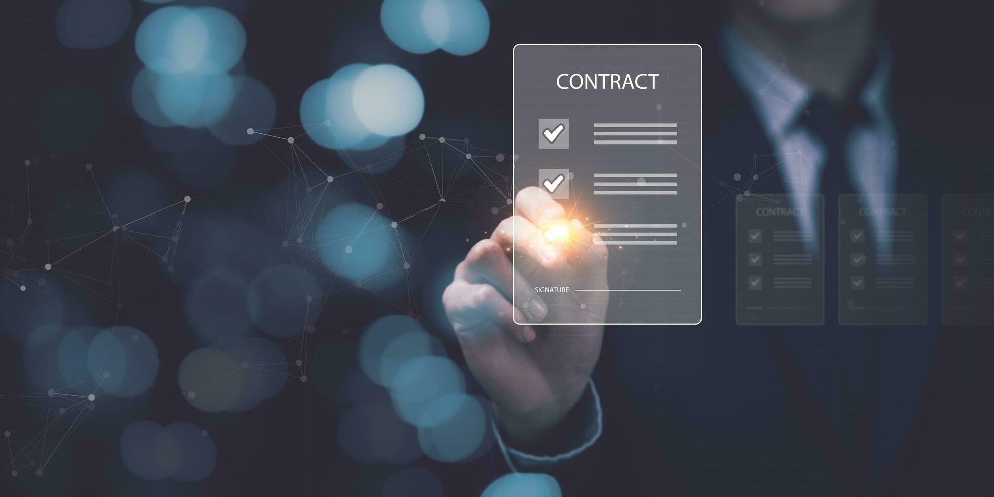 Businessman checking contract documents Manage documents and agreements Contract signing and business cooperation commercial signing Agreement and approval ,Confirmation of contract documents photo