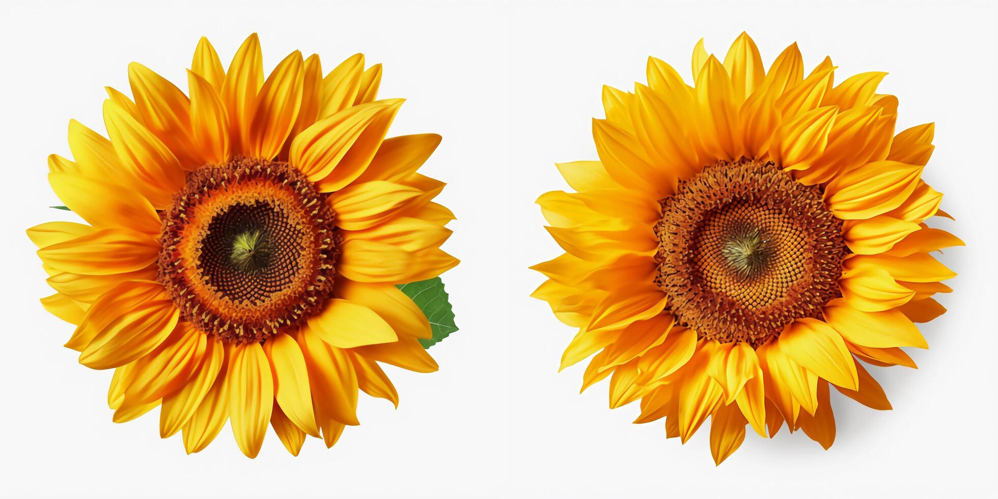 A top view of a vibrant sunflower. Isolated white background. AI Generated. photo