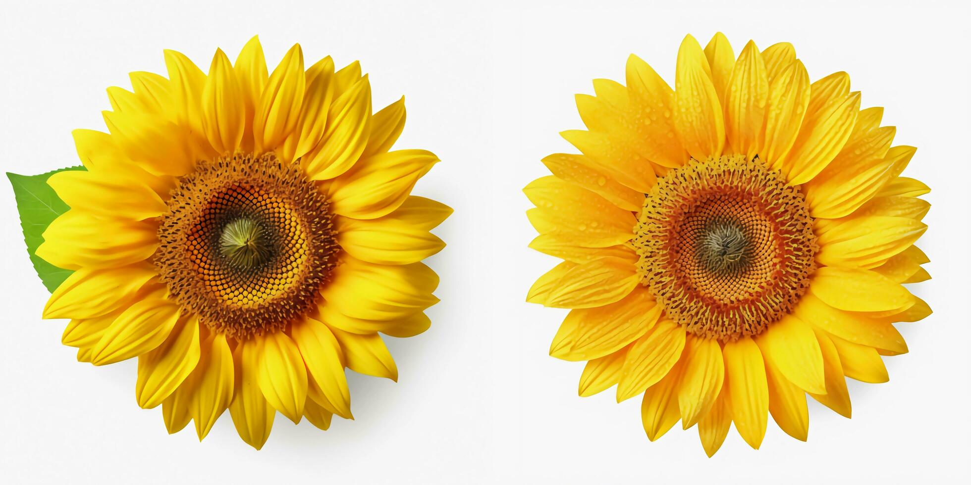 A top view of a vibrant sunflower. Isolated white background. AI Generated. photo