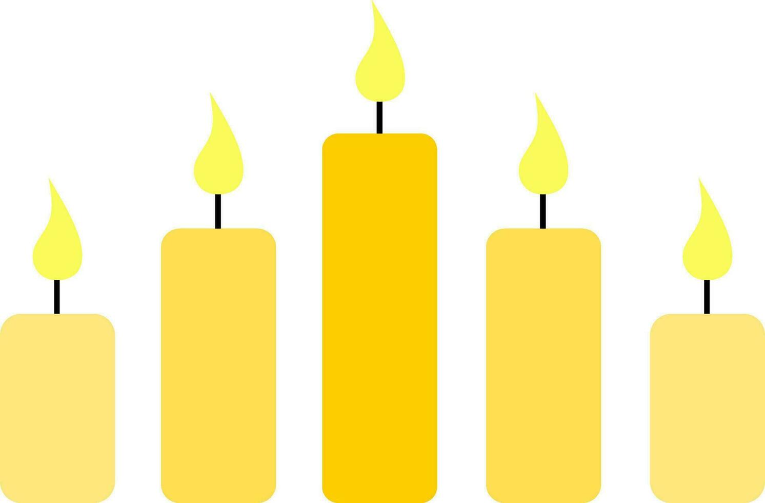 conjunto de amarillo ardiente velas vector ilustración