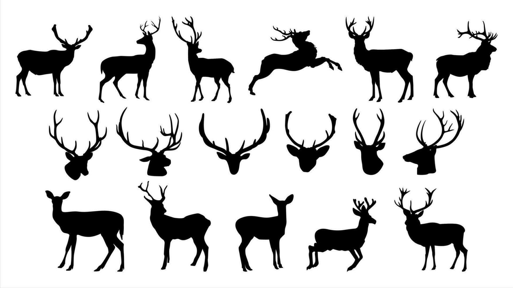 Vector deer silhouette collection