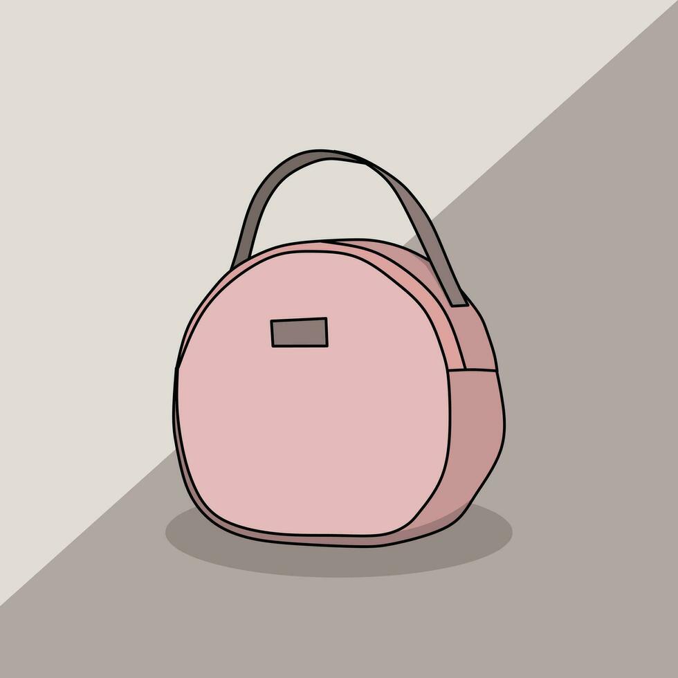 un rosado redondo bolso en un gris antecedentes vector