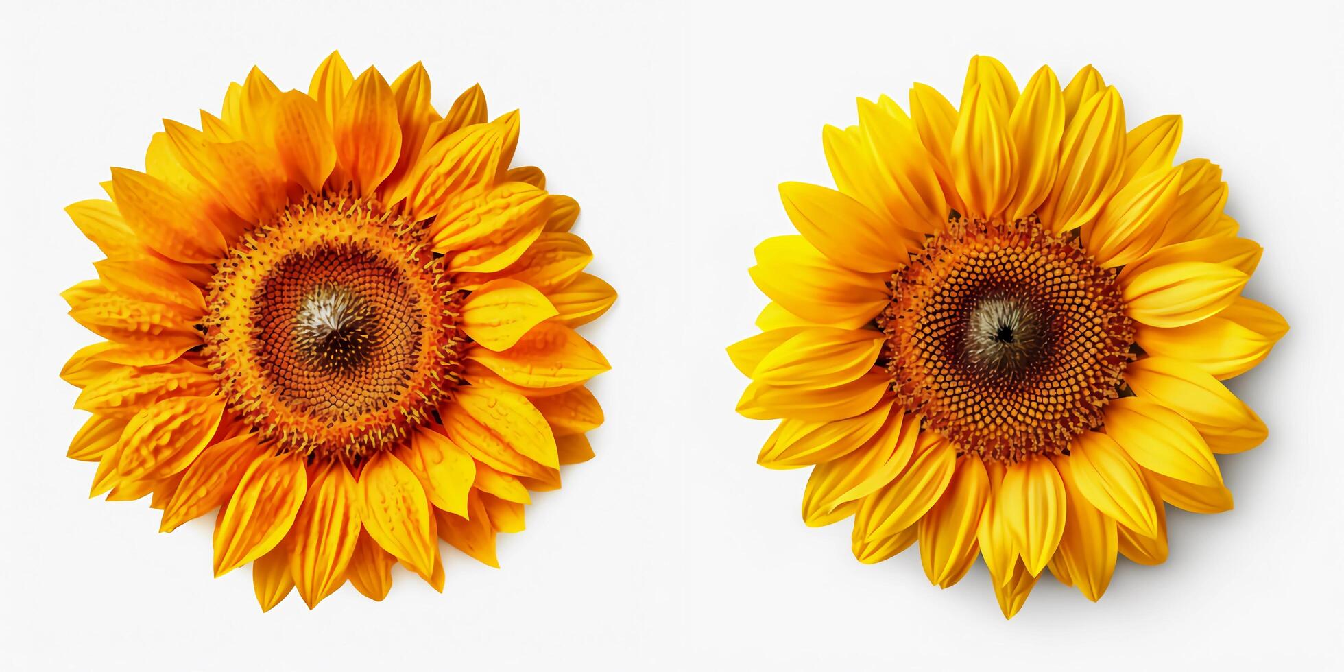 A top view of a vibrant sunflower. Isolated white background. . photo