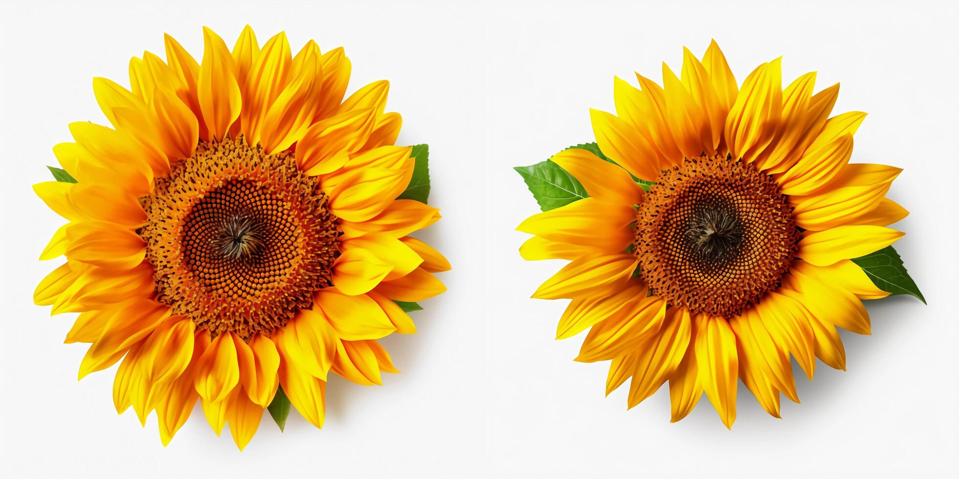 A top view of a vibrant sunflower. Isolated white background. . photo