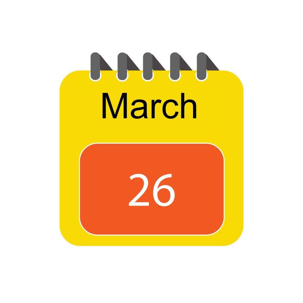 March 26 Daily Calendar Icon 26399312 Vector Art at Vecteezy
