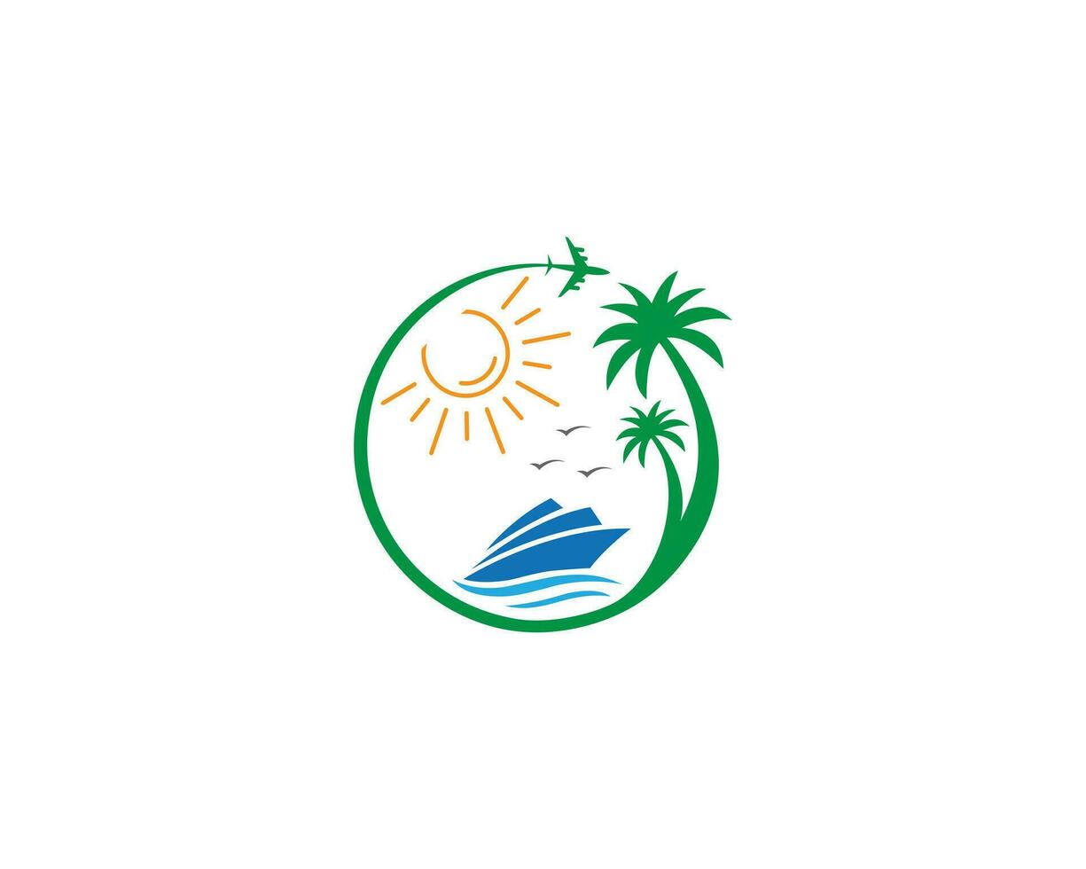 Beach traveling logo design icon vector template.