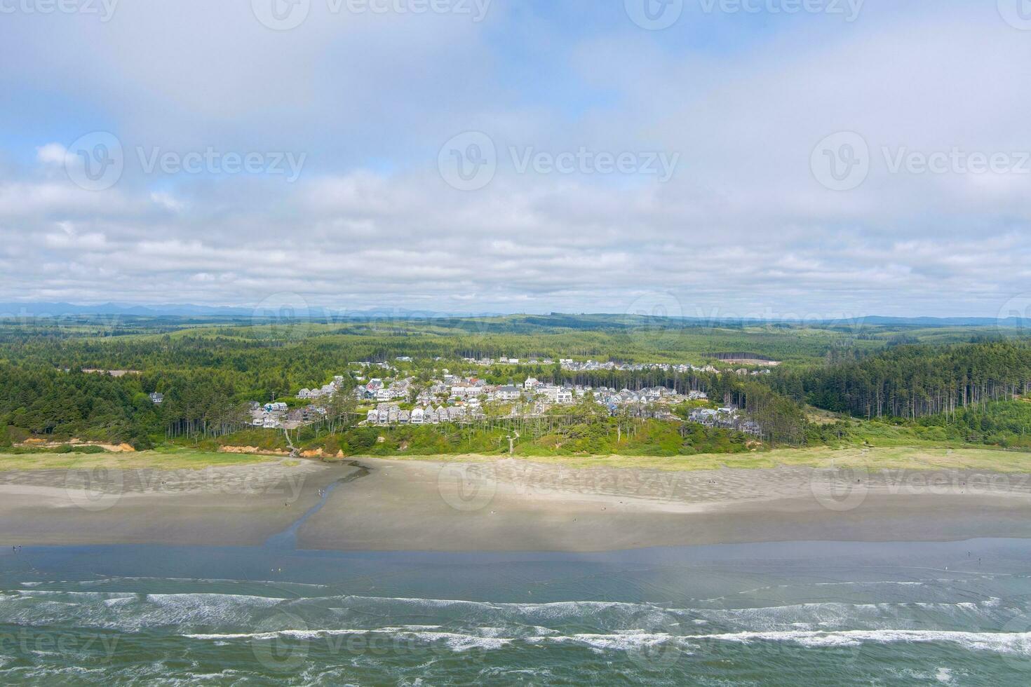 Aerial view of the beach at Seabrook, Washington photo