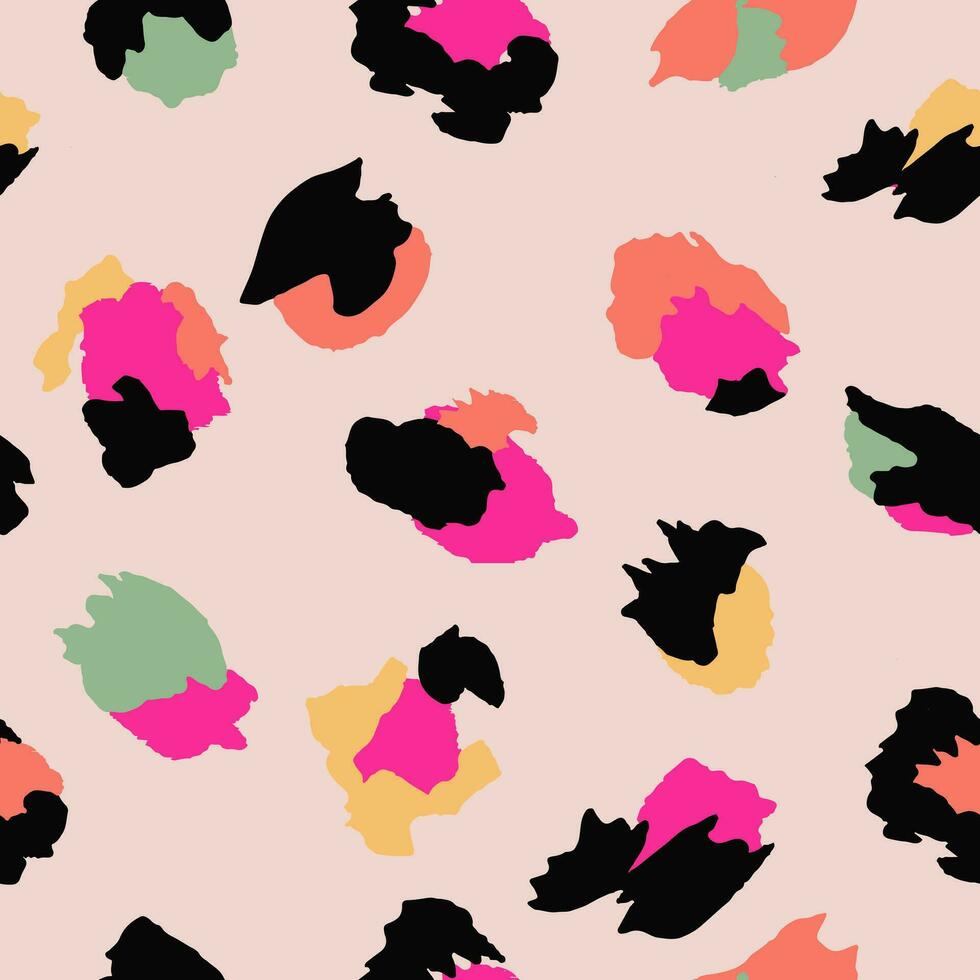 Abstract Leopard Skin Seamless Patterns. Animal print. geometric folklore ornament for textile, banner, cover, background, wallpaper. Vector illustration.