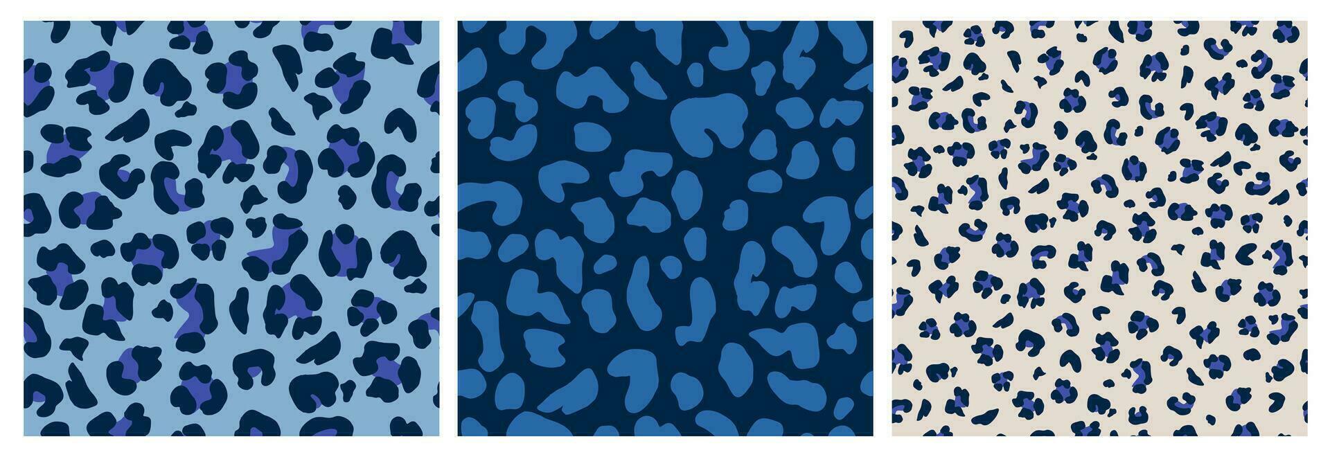 conjunto de resumen leopardo piel sin costura patrones. animal impresión. geométrico folklore ornamento para textil bandera, cubrir, fondo de pantalla. vector ilustración.