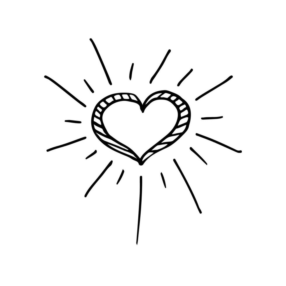 corazón dibujado a mano, símbolo de amor, forma expresiva. ilustración vectorial vector