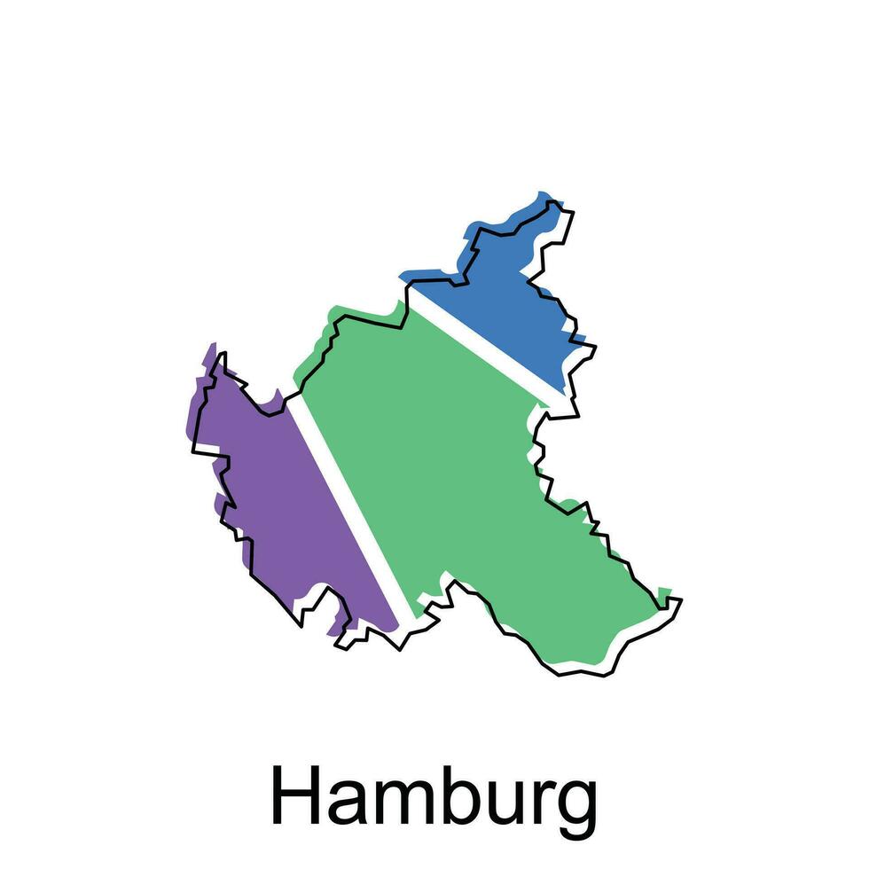 map of Hamburg vector design template, national borders and important cities illustration
