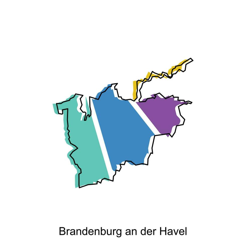 Map of Brandenburg An Der Havel design illustration, vector symbol, sign, outline, World Map International vector template on white background