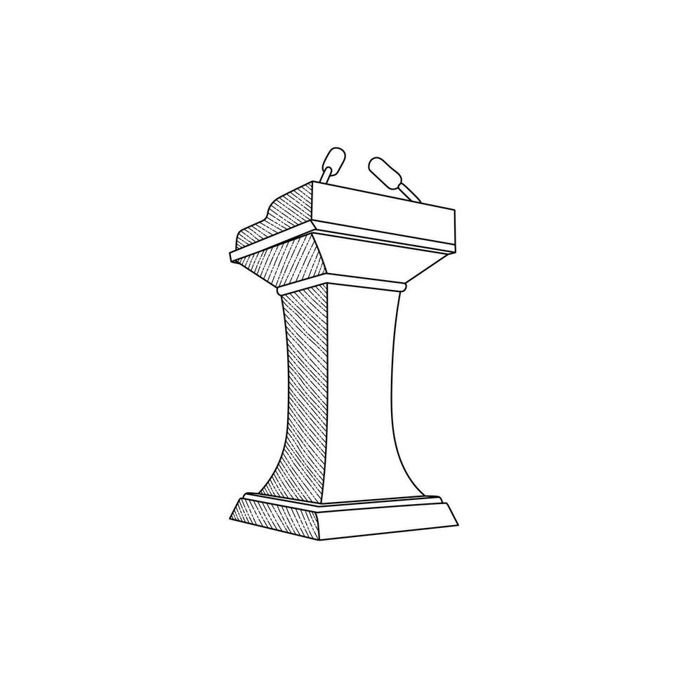 Lectern line art design template, vector symbol, sign, outline illustration.