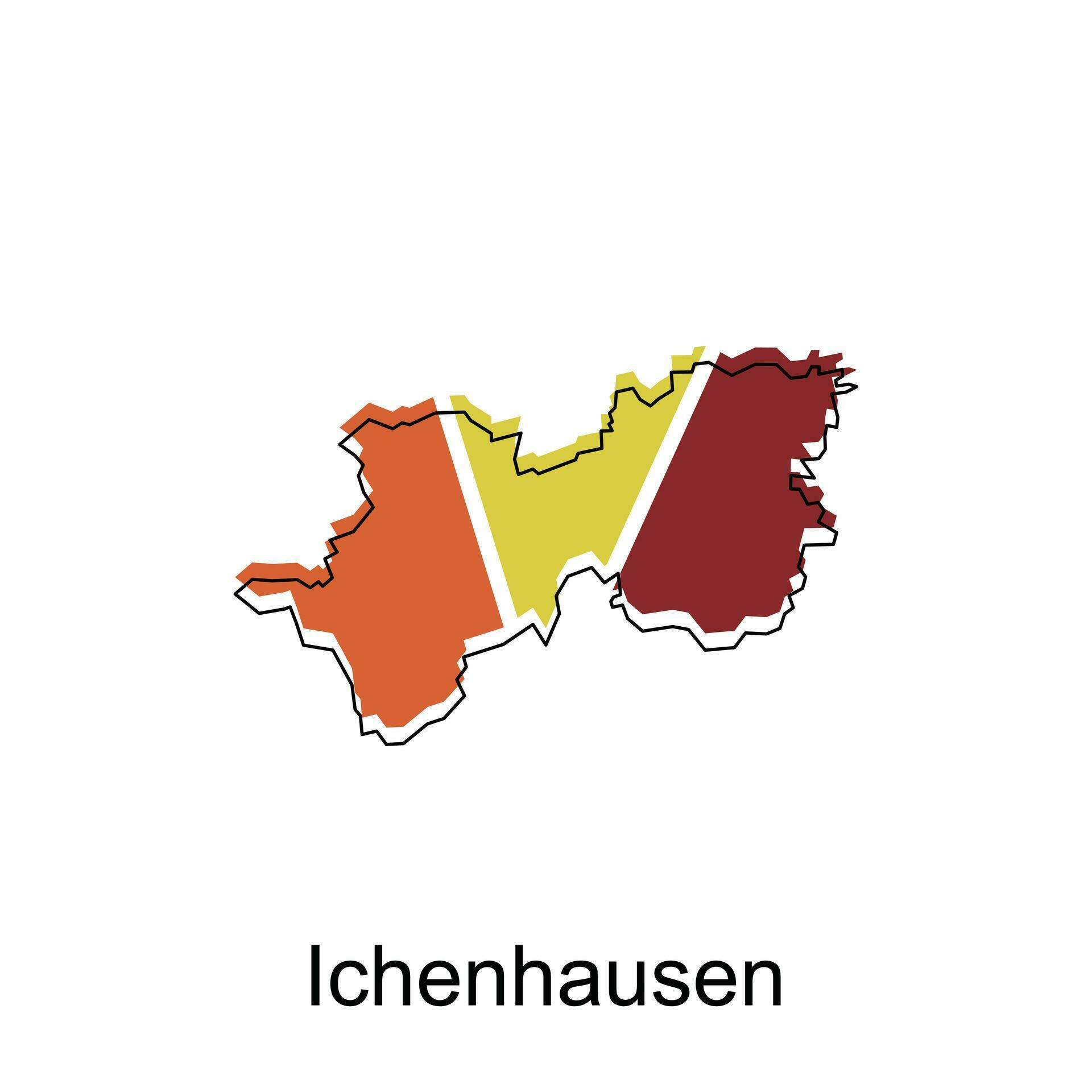 Map of Ichenhausen modern outline, map of German country colorful